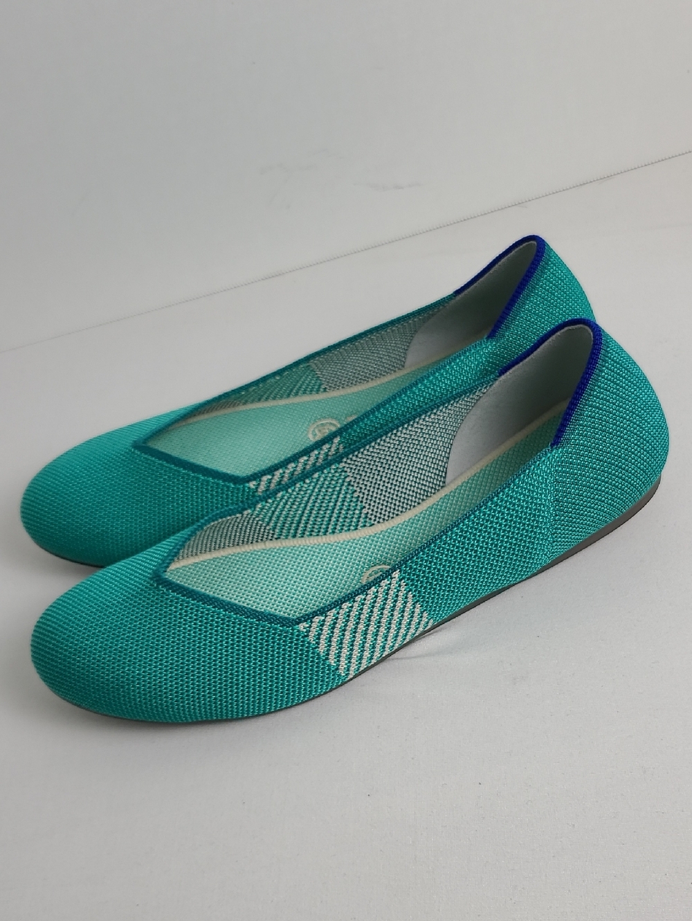 Rothy's The Flat In Calypso Teal Aqua Turquoise Round Toe Slip In Ballet Shoe - Picture 5 of 16